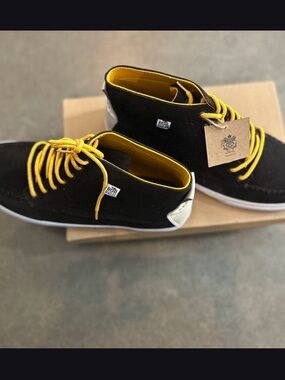 Oh Black Suede Chukka Boots with Yellow Laces